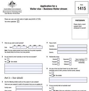 ​澳大利亚1415表-商务签证