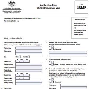 48ME表-澳大利亚医疗签证申请表
