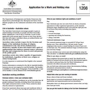 1208表格-澳大利亚打工与度假签证（462类）