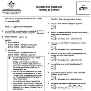 47SP表格-澳大利亚伴侣移民申请表(300/309/100类别)