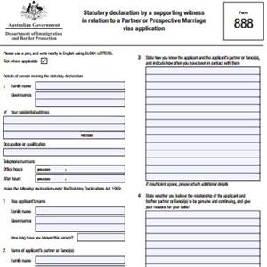 888表-澳大利亚伴侣移民关系陈述书