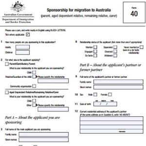 40表格-澳大利亚移民担保人申请表