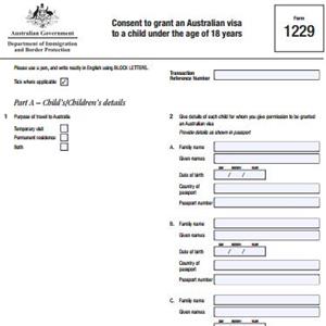 1229表格-澳大利亚签证同意书